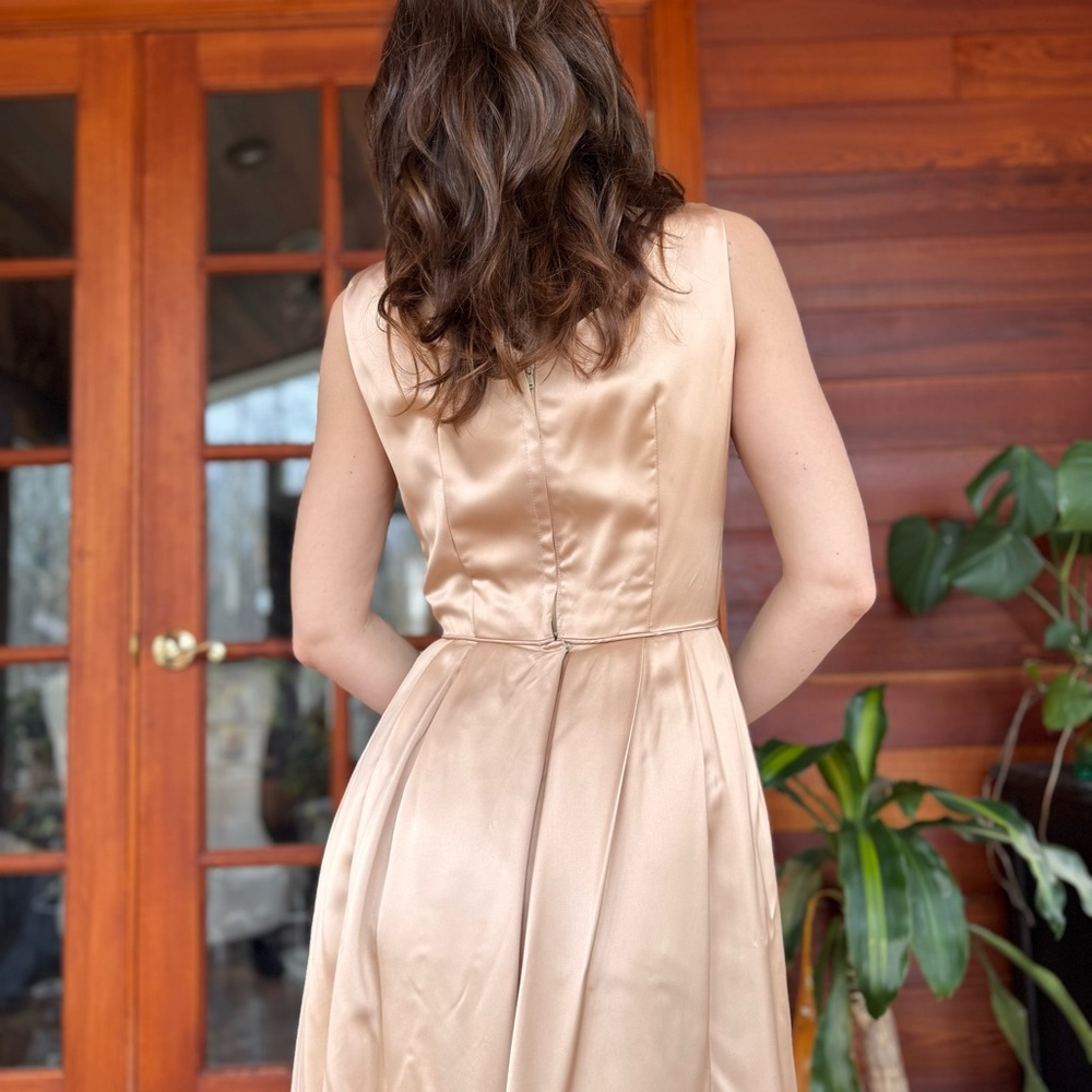 Vintage sleeveless boat neck champagne Party Dress w overskirt  50’s - Picture 10 of 16